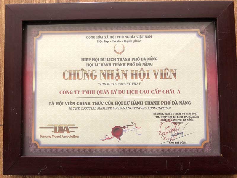 chứng nhận hội viên của sở du lịch