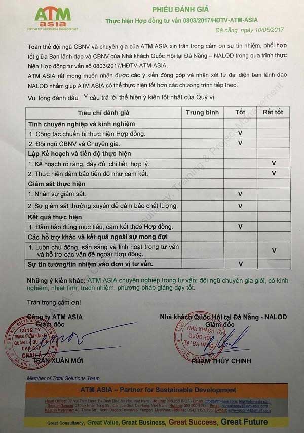 phiếu đánh giá kết quả tư vấn