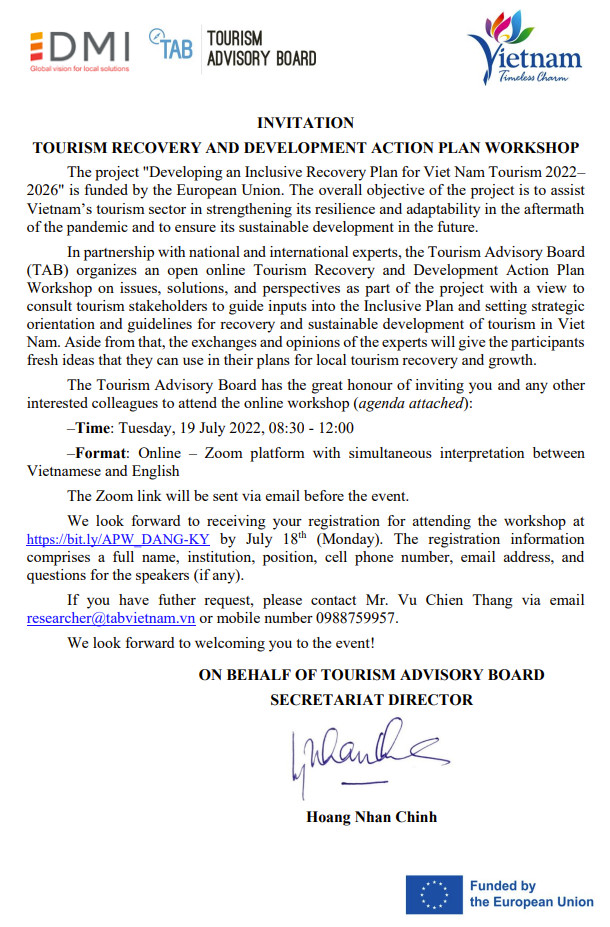 Dự án EU - Xây dựng kế hoạch tổng thể phục hồi và phát triển bền vững DLVN